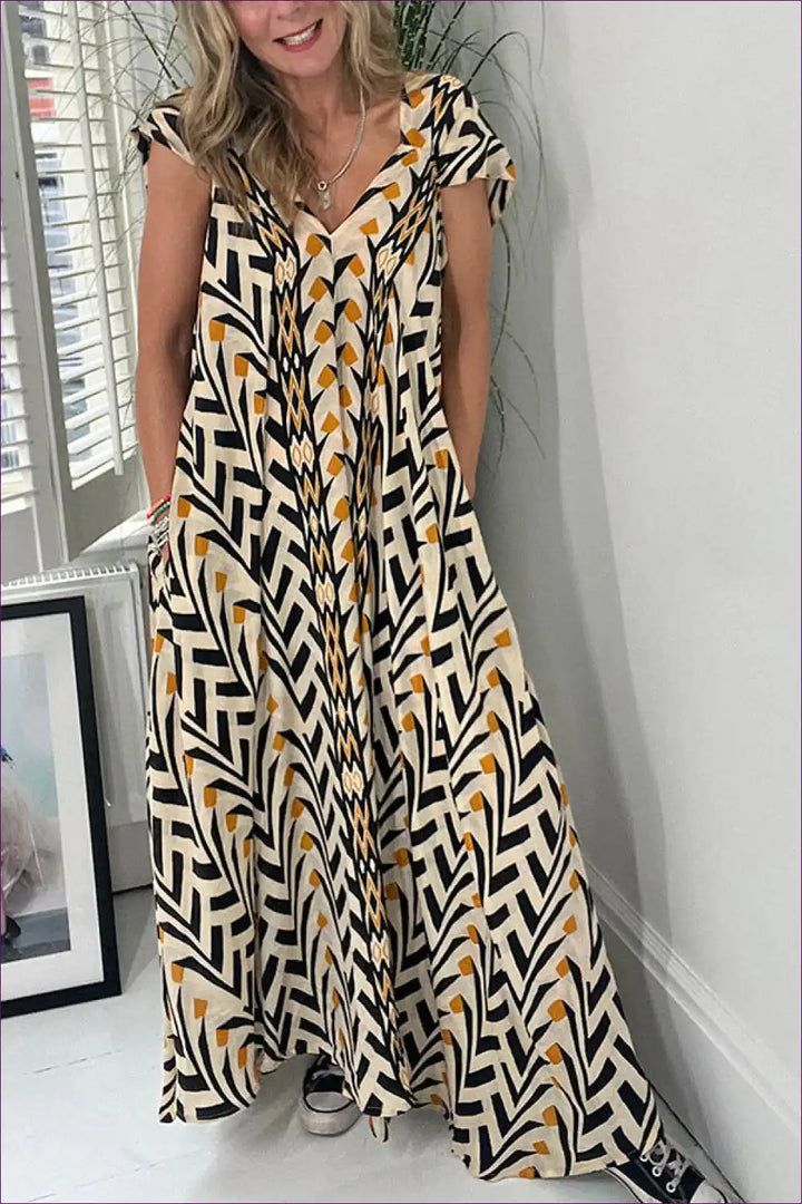 Levoire | Tribal Vibe Robe Maxi Imprimée - Confort Boho Chic Moni