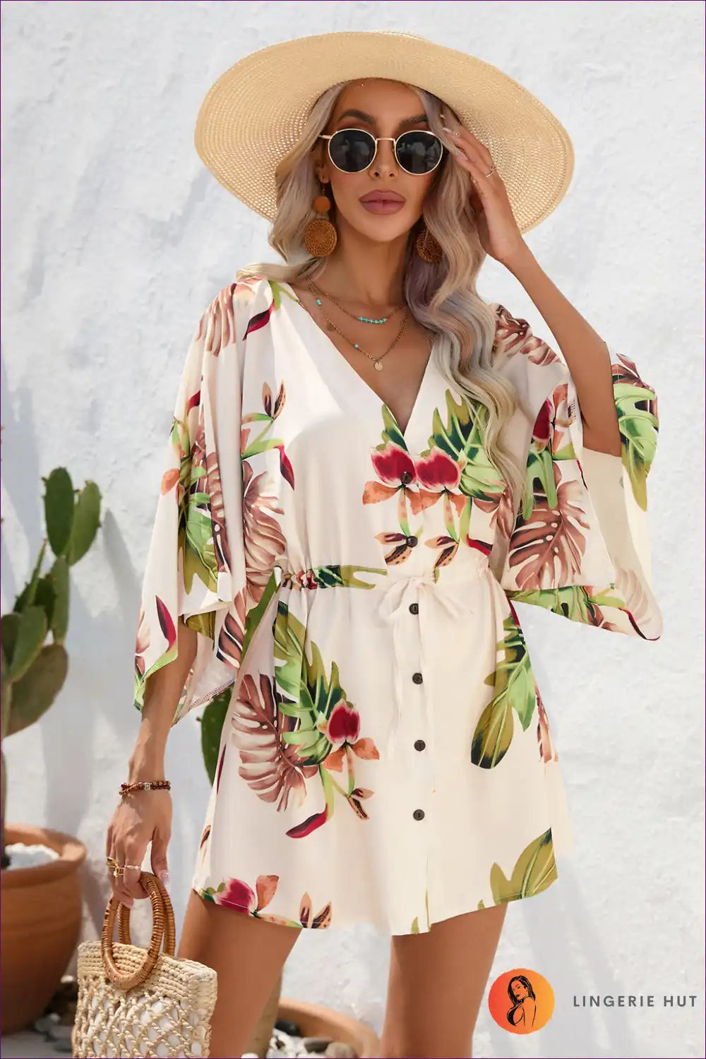 Levoire | Lieu de vacances tropical A-line dress - Ambiance vacances Boho Abricot