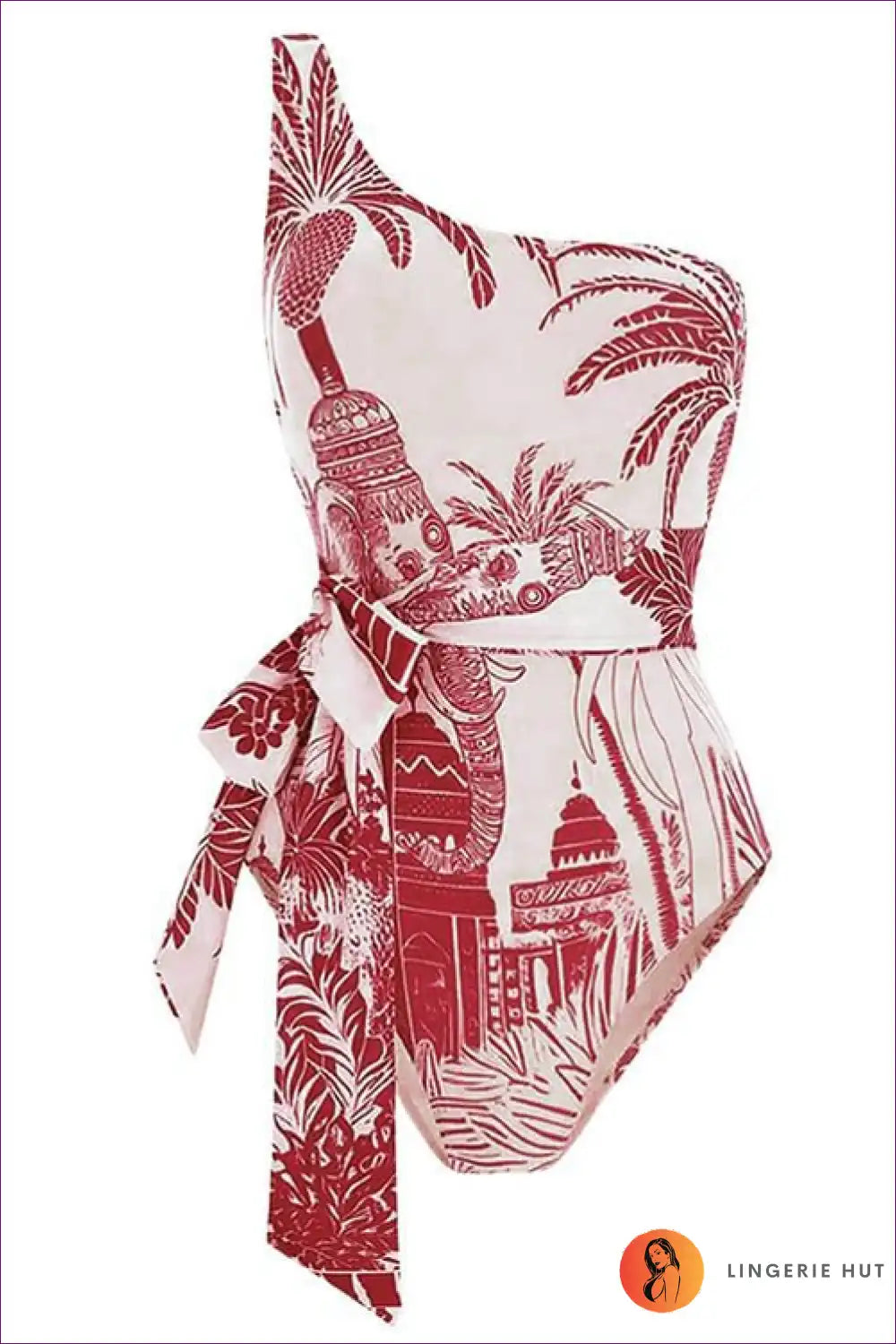 Levoire | Robe midi à une épaule Trooppinen paratiisi - Élégance exotique pour les vacances d'été Maillot de bain multicolore