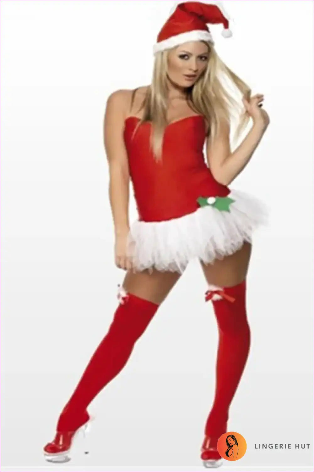 Levoire | Samt Santa Cosplay Robe - Plüsch Off-Shoulder Élégance Blanc Une taille