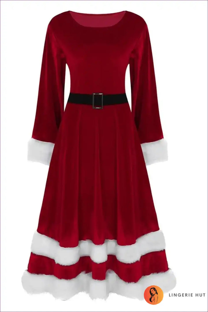 Levoire | Samt Santa Taika - Robe Scoop Neck Douce Rot