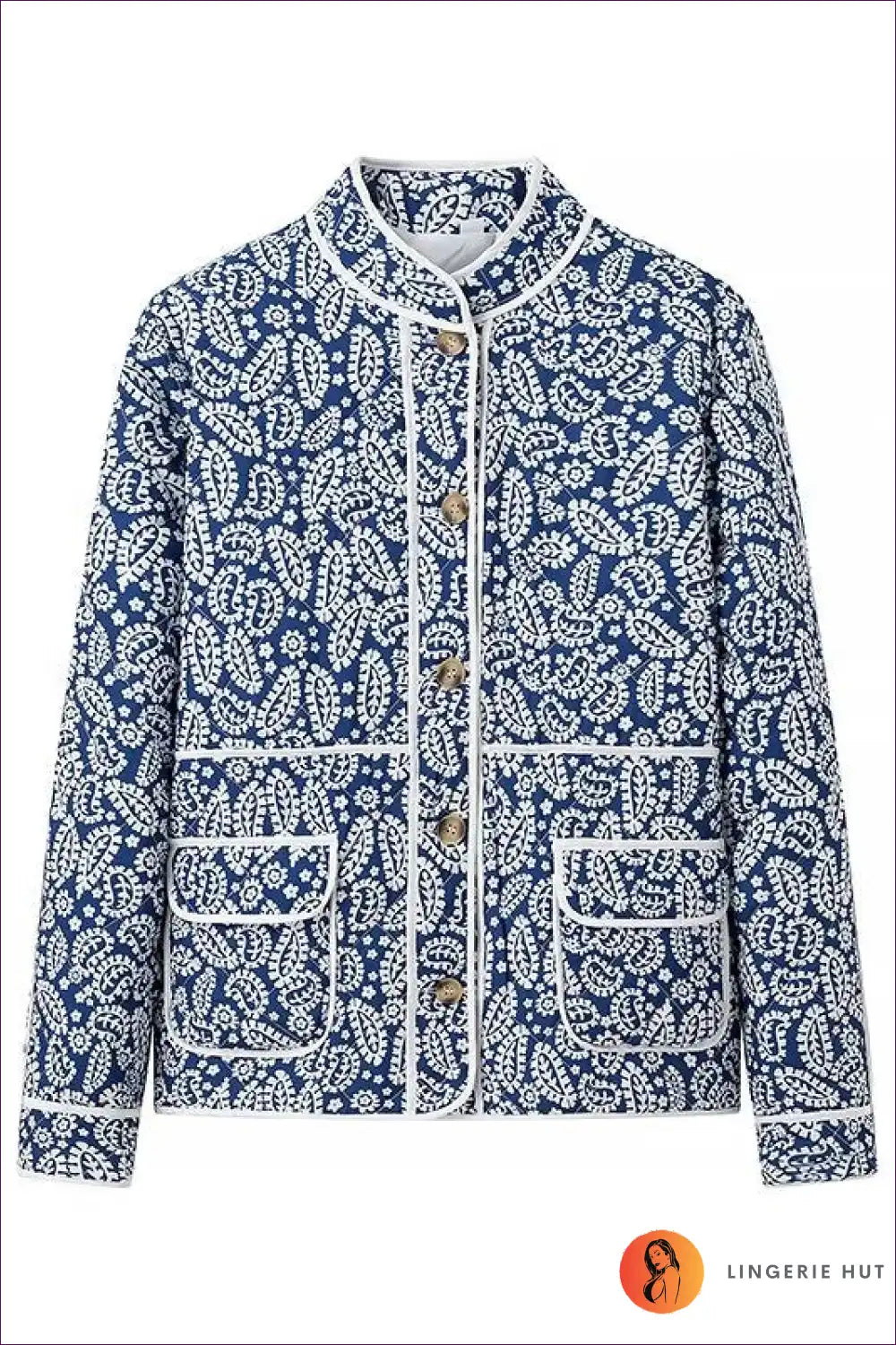Levoire | Vintage Charm Floral T-shirt - Bleu Marine & Blanc Élégance Bleu