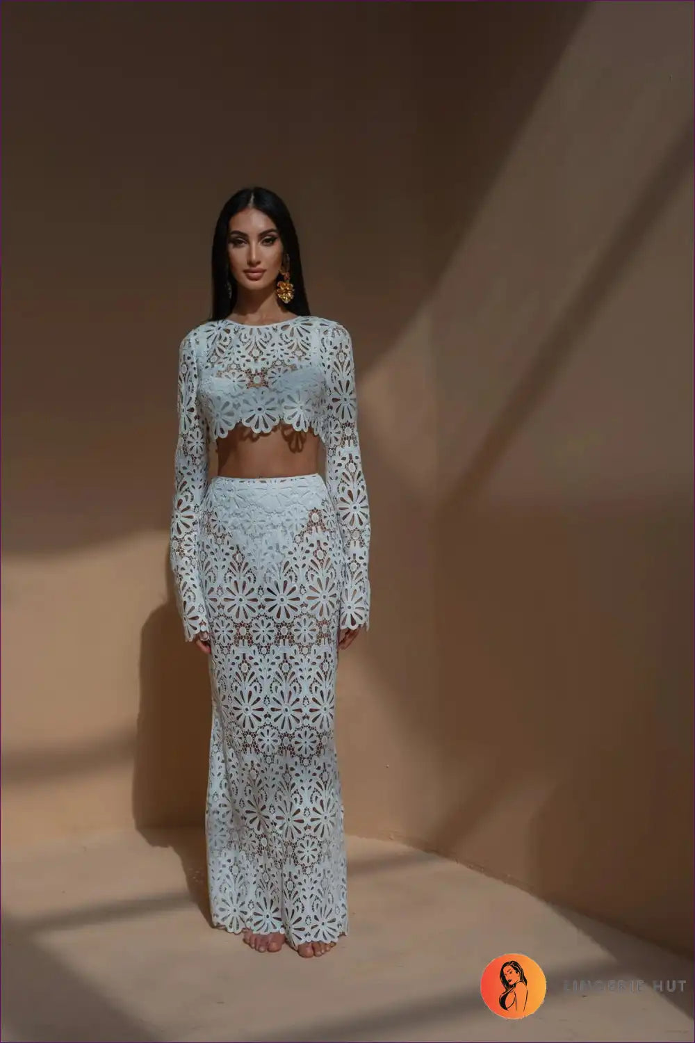 Levoire | Blanc crochet dentelle deux pièces - Ambiance plage Boho Blanc