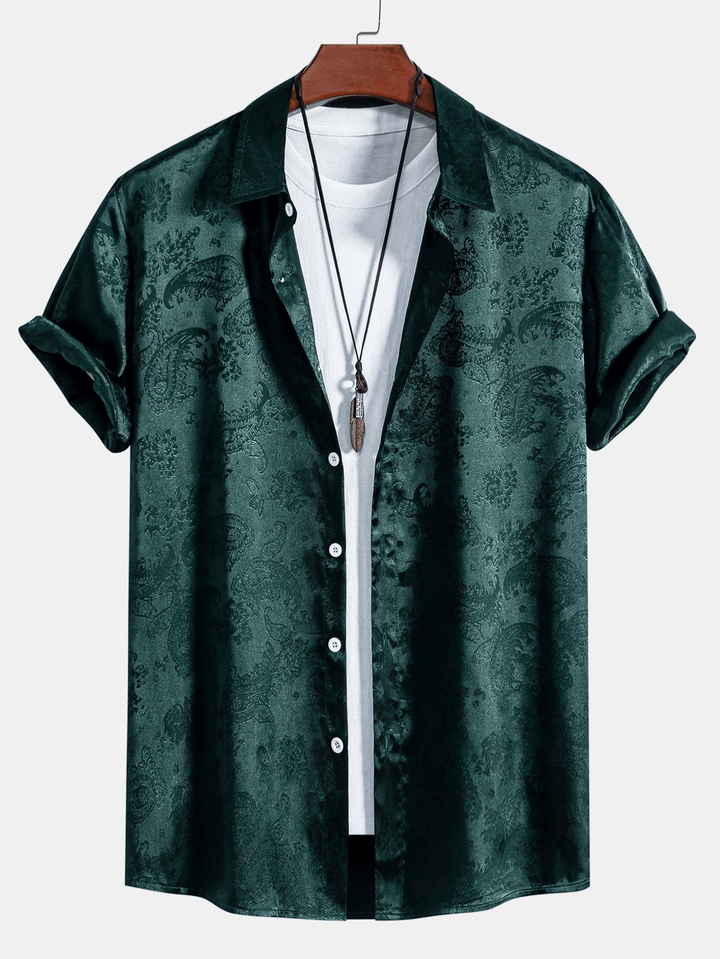 Levoire | Chemise Satin Paisley Homme Vert foncé