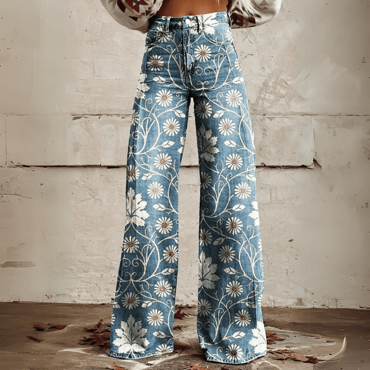 Levoire | Pantalon Boho Vintage Au Look Rétro Unique Motif floral
