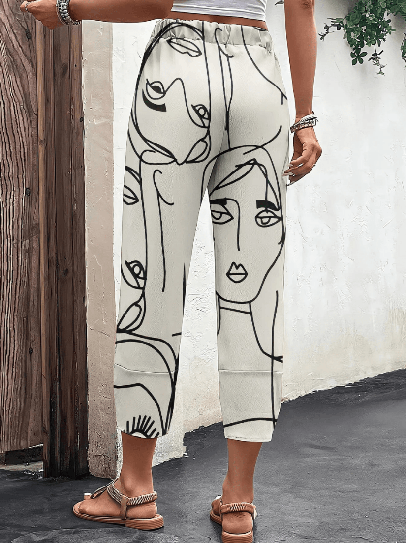 Levoire | Pantalon Décontracté Femme Imprimé Faciale Tendance