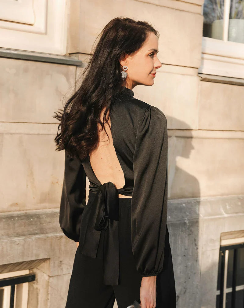 Levoire | Haut En Satin Élegant Pour Femmes Noir