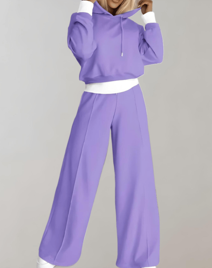 Levoire | Pull à capuche moderne et ensemble de pantalons pour femmes ensemble deux pièces Lilas