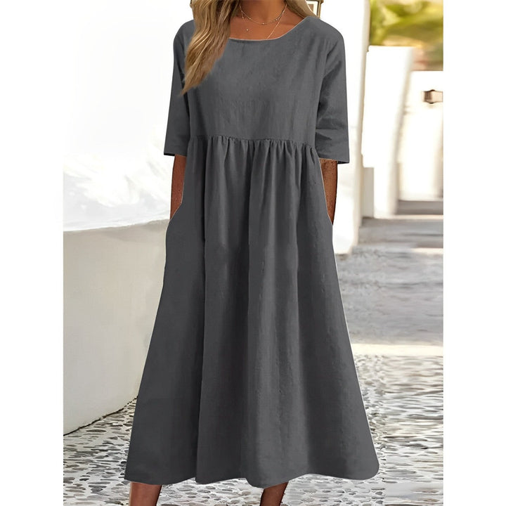 Levoire | Robe Midi En Lin De Coton Respirant Gris
