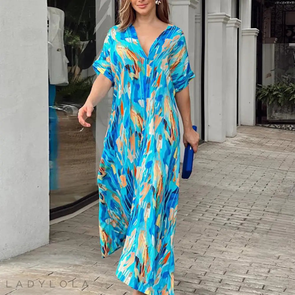 Levoire | Robe longue colorée et aérienne Bleu clair