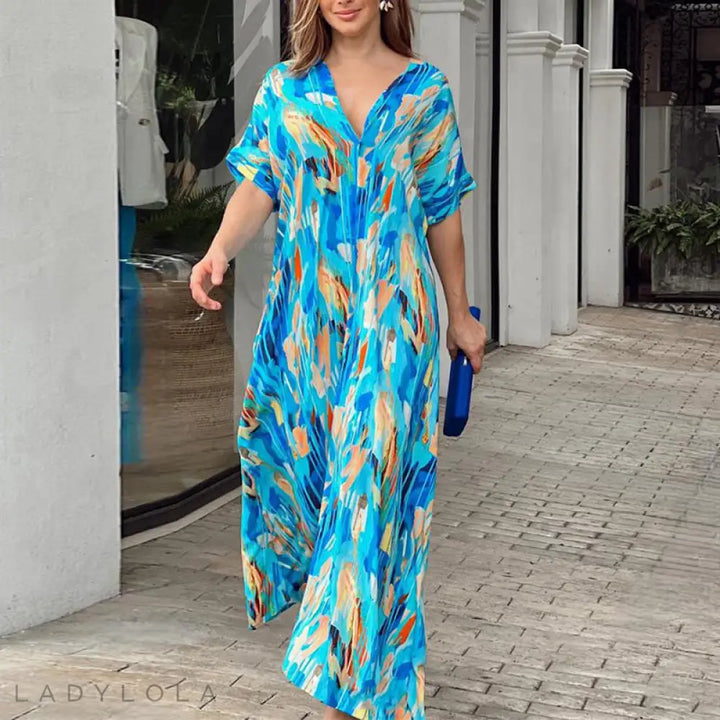 Levoire | Robe longue colorée et aérienne Bleu clair