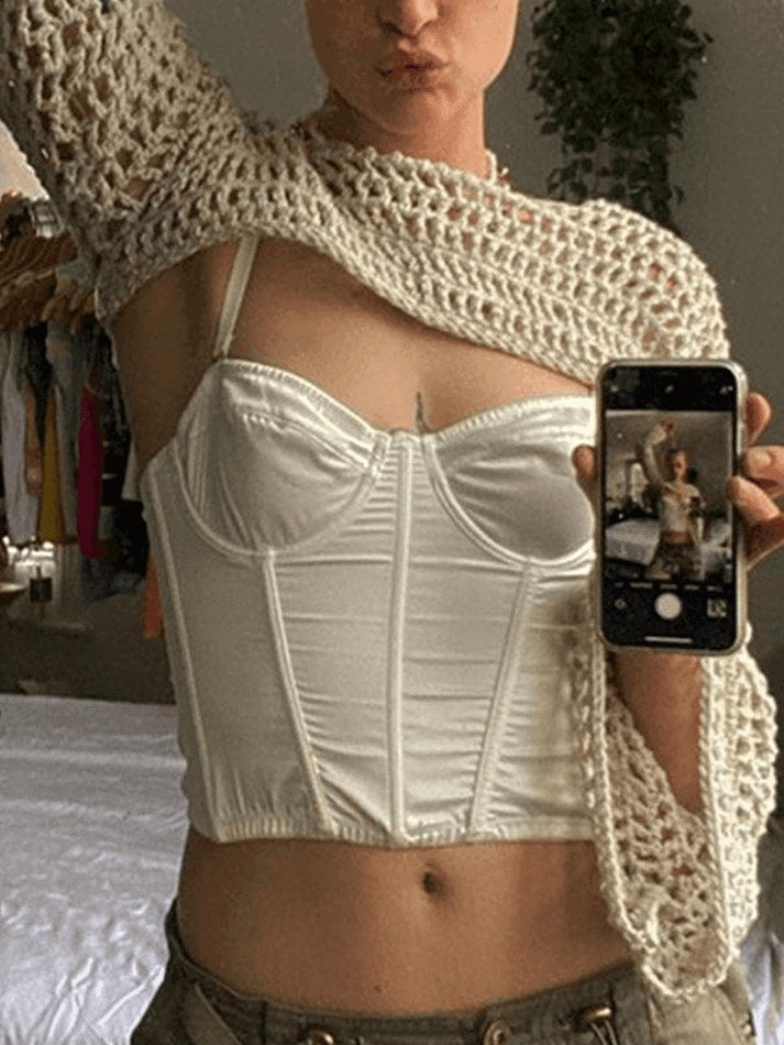 Levoire | Manches Longues Boléro Au Crochet Haut En Tricot