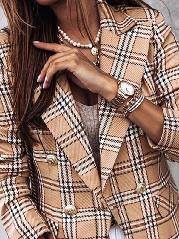 Levoire | Blazer à manches longues à double boutonnage en motif à carreaux Muster1