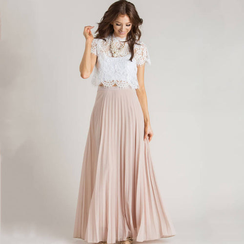 Levoire | Jupe Maxi Plissée  Levoire | Mode Rétro Taille Haute