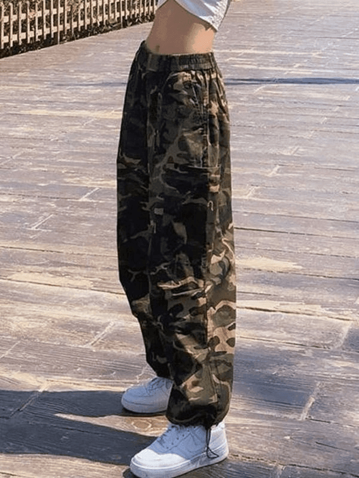 Levoire | Coupe Décontractée Pantalon Cargo Camo Vert