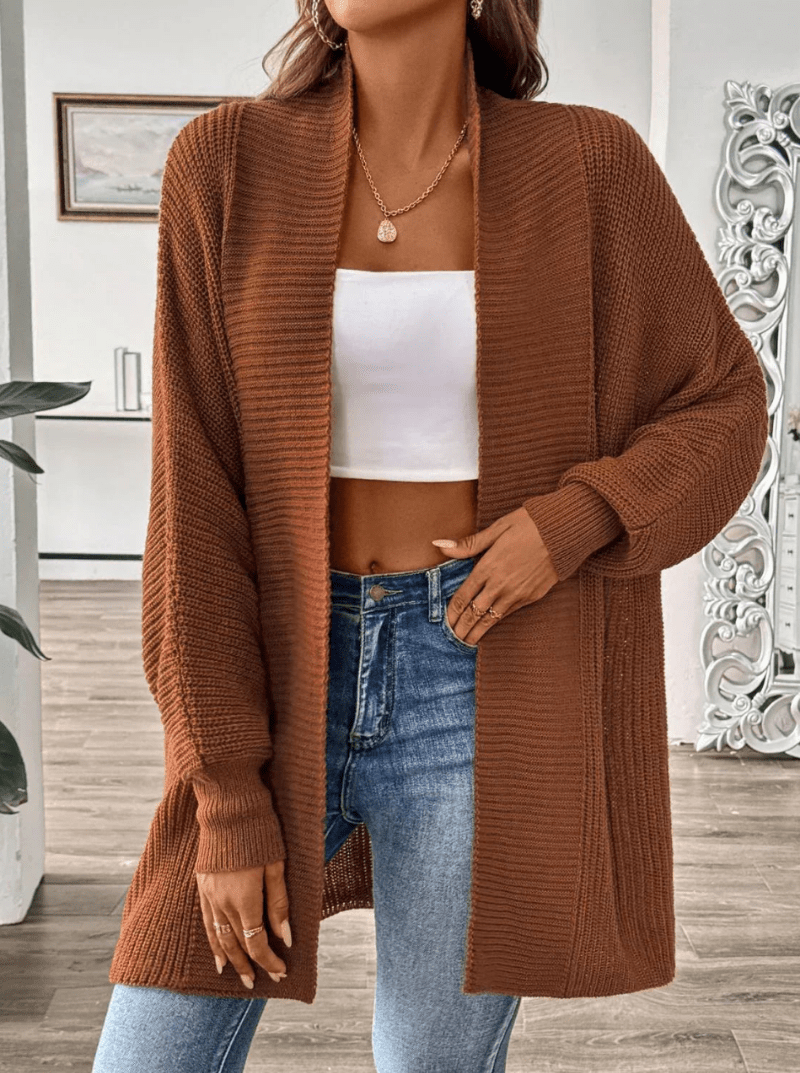 Levoire | Veste Tricot Femme Capuche Chaud Confort Braun