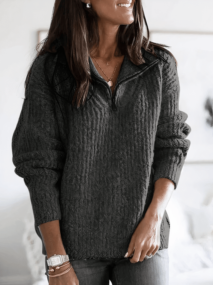 Levoire | Pull à fermeture éclair tendance pour femmes confortable et décontracté Gris foncé