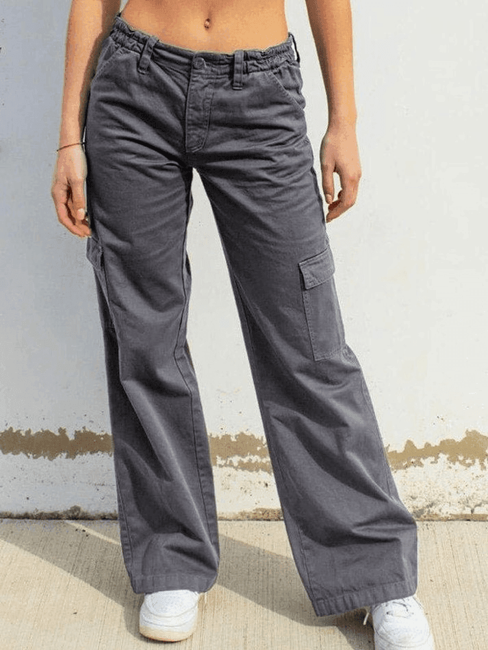 Levoire | Taille Basse Y2K Pantalon Droit Gris
