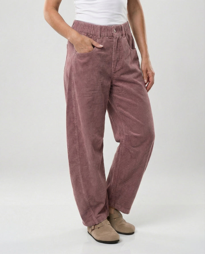 Pantalon en velours côtelé pour femmes Pantalon large Taille haute