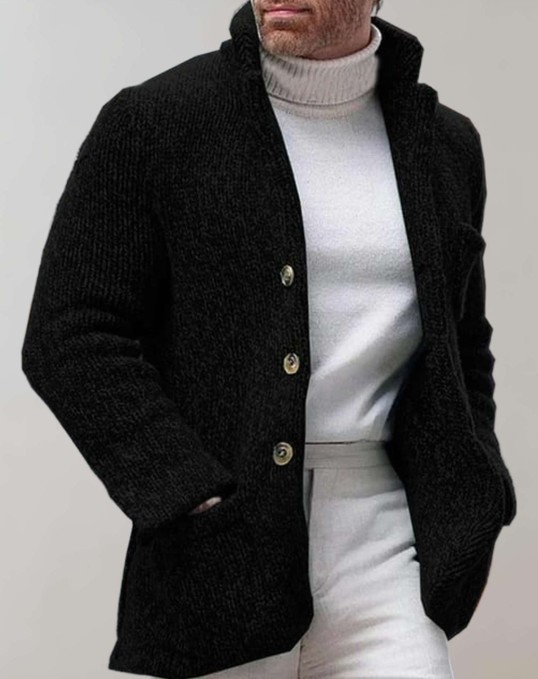 Levoire | Sweat-Shirt Élégant Pour Hommes Avec Motif À Boutons Noir