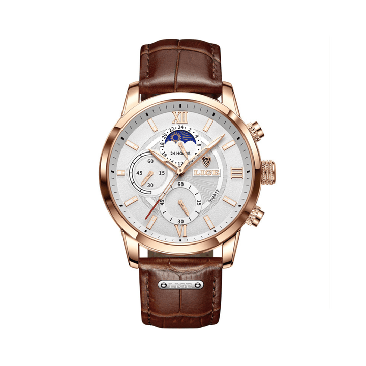 Levoire | Montre Étanche Classique Homme Brun Blanc