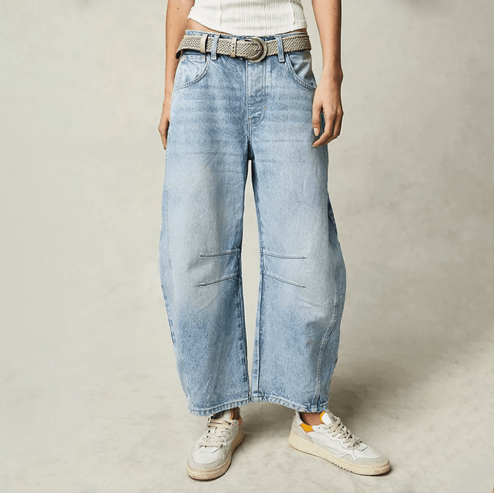 Levoire | Jean Femme Ample Confort Tendance Design Gris clair