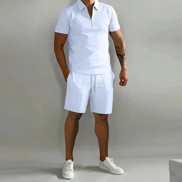 Levoire | Polo Et Shorts Ensemble D'Été Pour Hommes Élégant, Chic & Confortable Blanc