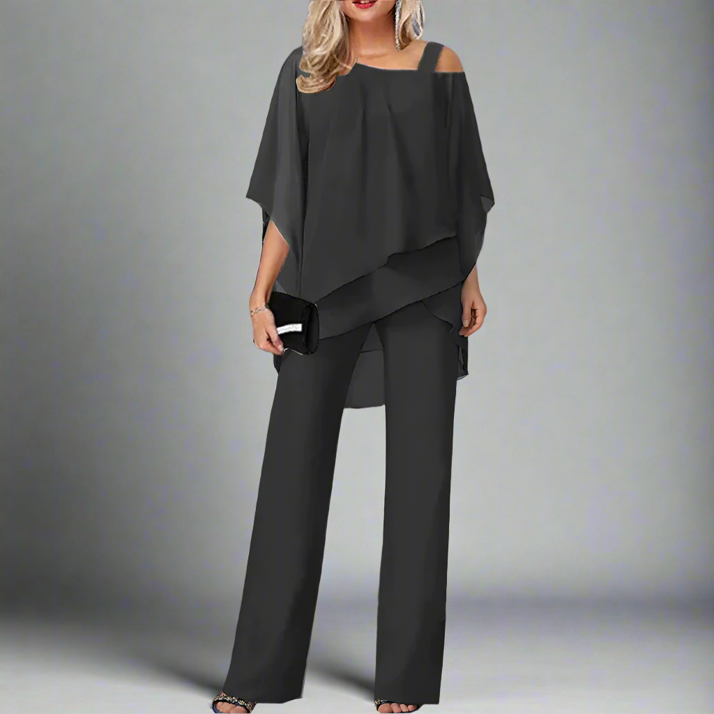 Levoire | Ensemble En Chiffon Pour Femme Ensemble Élégant Pour Soirées Festives Noir