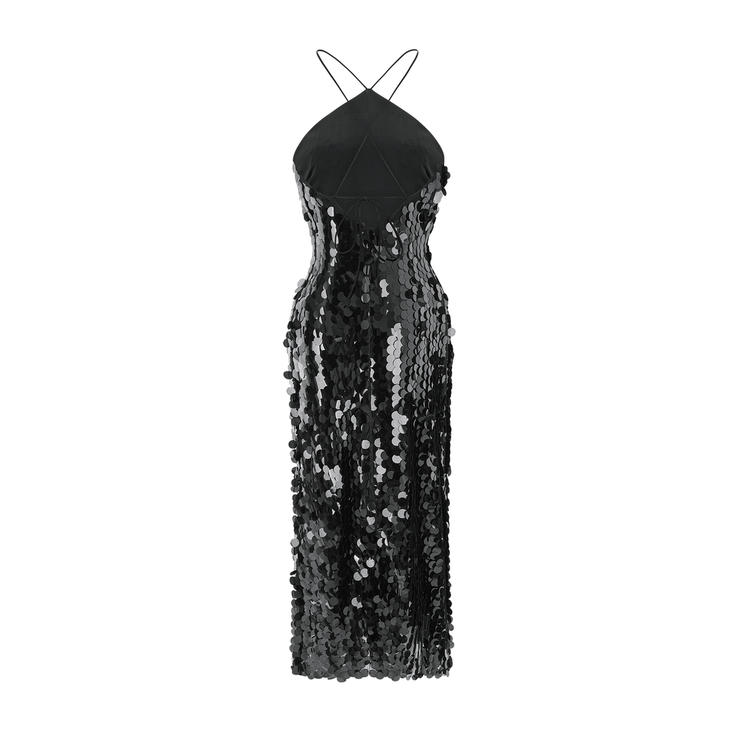 Levoire | Robe Midi Noire Ornée