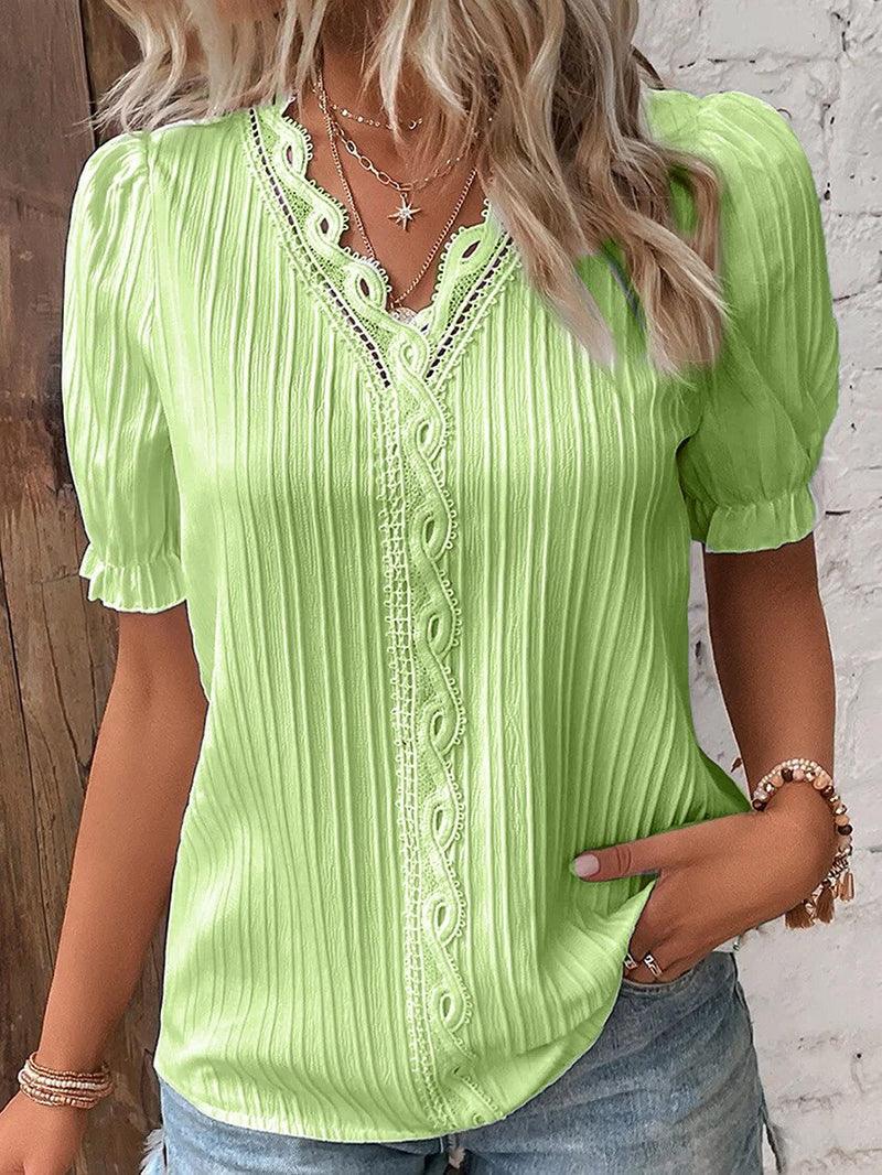 Levoire | T-Shirt Femme Col V Matériau Doux & Léger Vert