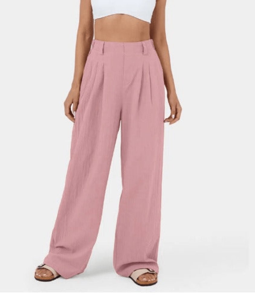 Levoire | Pantalon Femme Taille Haute Légère Confortable Rosa