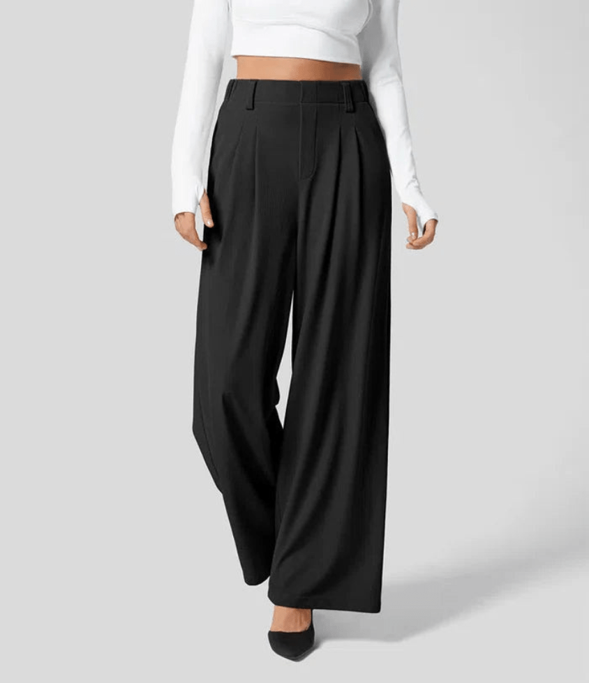 Levoire | Pantalon Femme Taille Haute Légère Confortable Noir