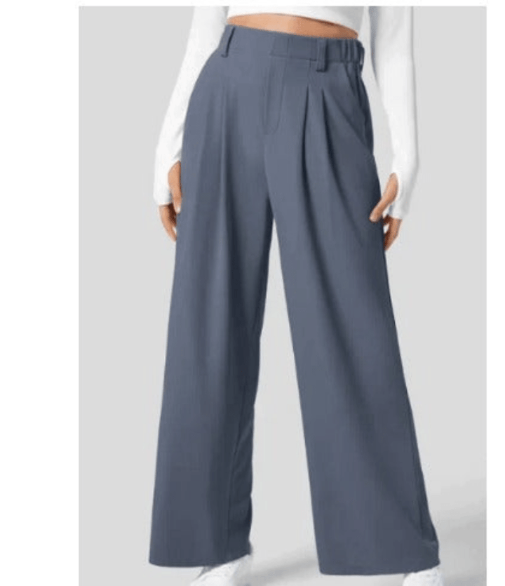 Levoire | Pantalon Femme Taille Haute Légère Confortable Bleu