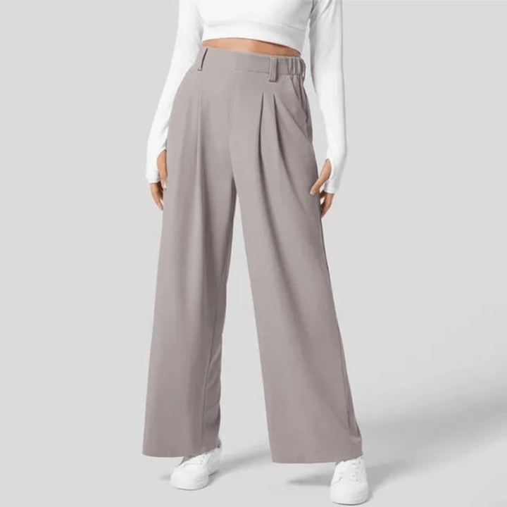 Levoire | Pantalon Femme Taille Haute Légère Confortable Gris