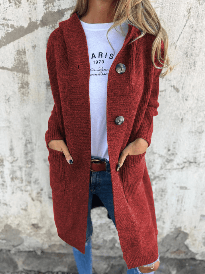 Levoire | Gilet Long à Capuche Tricoté Chaleureux & Confortable Rot