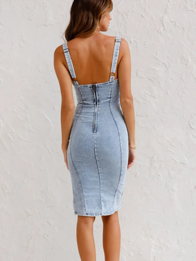 Levoire | Robe En Denim Avec Bretelles Réglables
