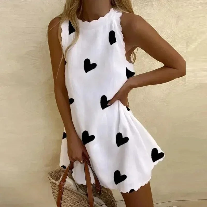 Levoire | Robe Mini Ludique Blanc (Impression de cœur)
