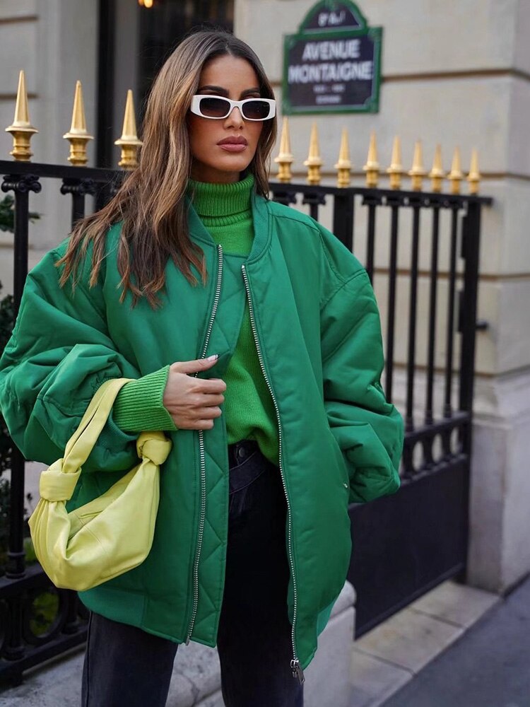 Levoire - Veste bomber surdimensionnée pour femmes Vert