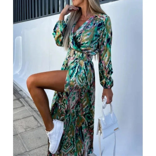 Levoire | Robe D'Été Avec Décolleté En V Et Fente Graphique Sur Le Côté