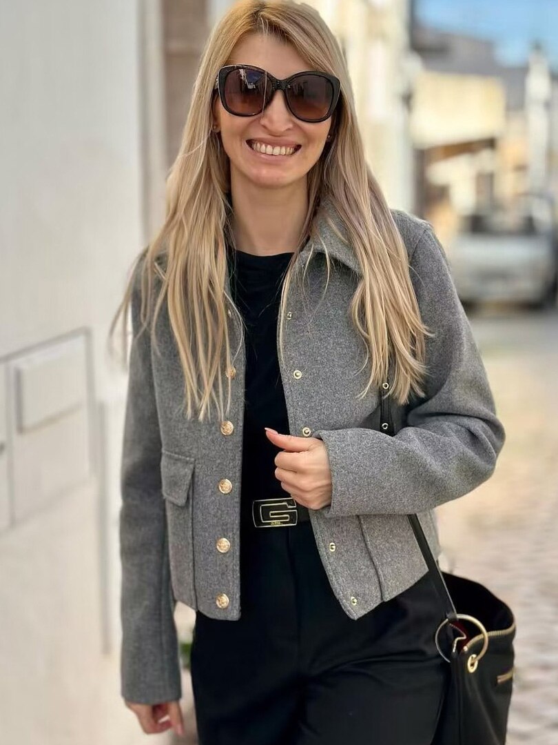 Levoire | Manteau Court Confortable Et Doux En Aspect Laine Pour Femmes Gris