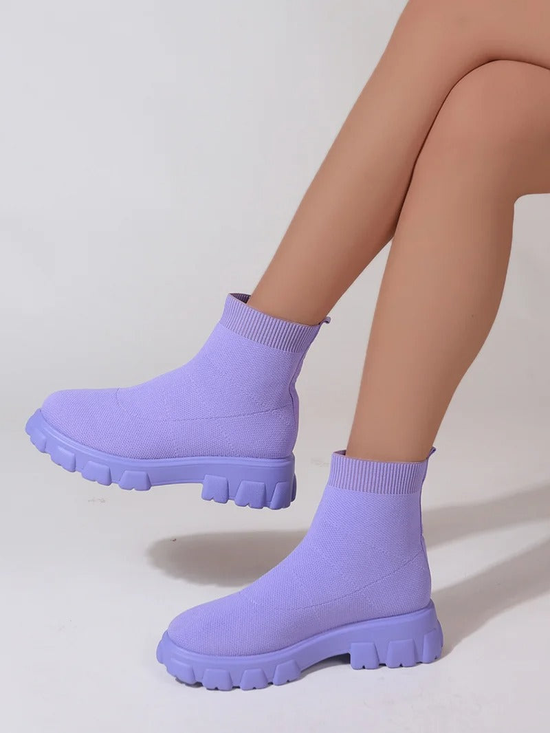 Levoire | Bottes En Filet Tendance Et Confortables Avec Semelle Haute Pour Femmes Violet