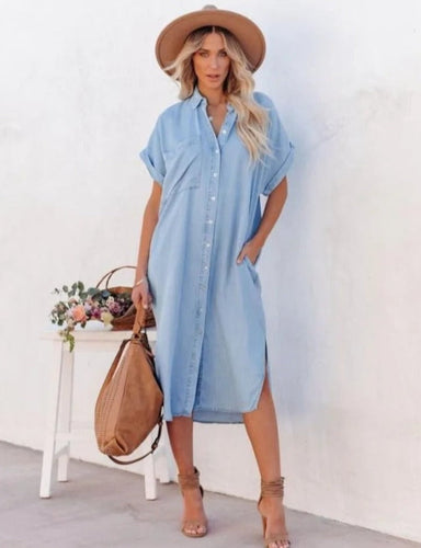 Levoire | Robe En Denim À Manches Courtes