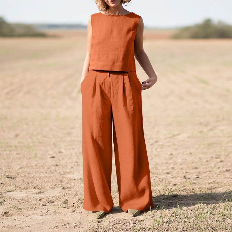 Levoire | Ensemble À Manches Courtes Plus Grand Pour Femmes Orange