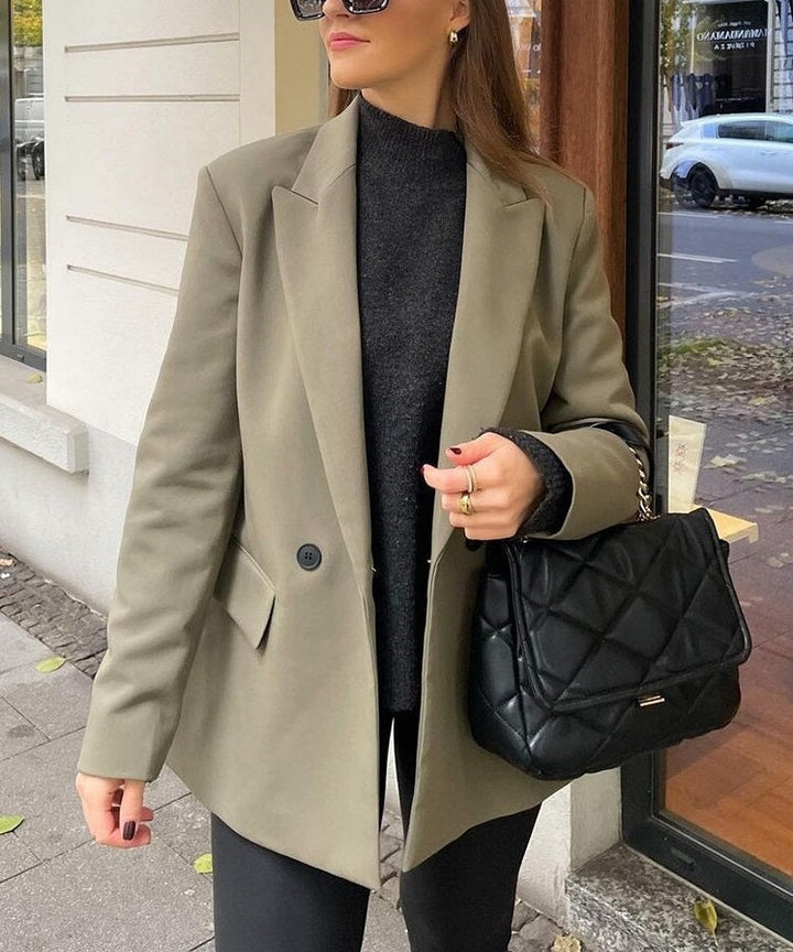 Levoire | Blazer Long Trendy Confortable Pour L'Automne Vert olive