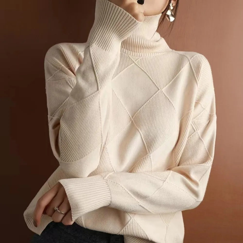 Levoire | Pull Pour Femmes Avec Col Roulé En Cachemire Beige