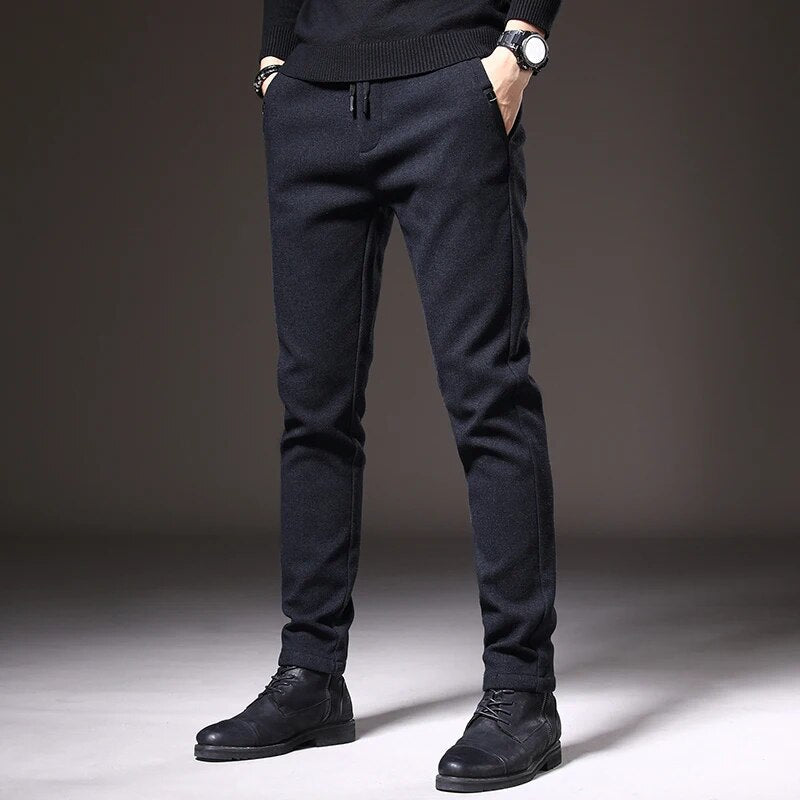 Levoire | Pantalons D'Automne Élégants En Tissu Brossé Pour Hommes bleu foncé