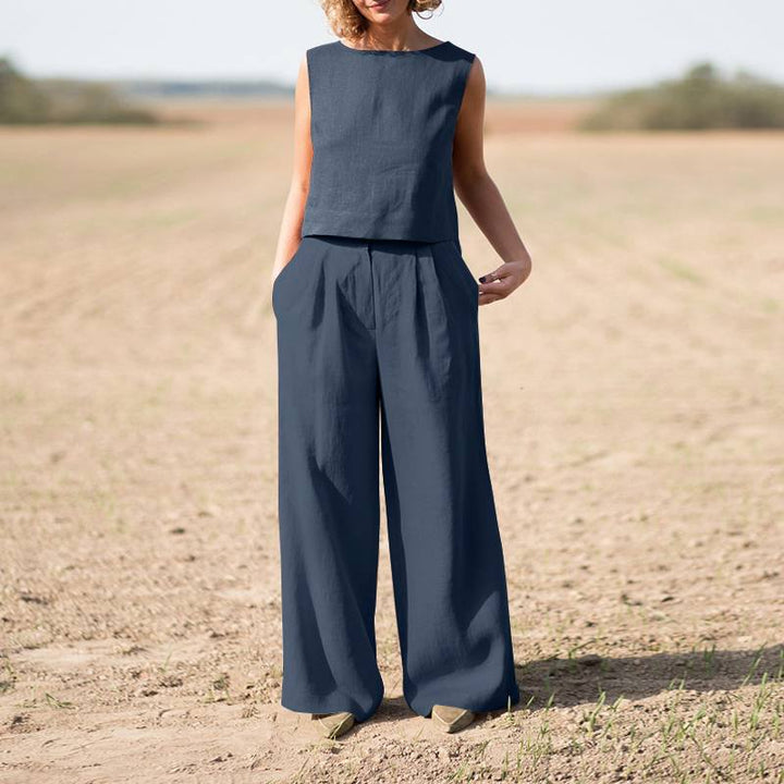 Levoire | Ensemble À Manches Courtes Plus Grand Pour Femmes Bleu