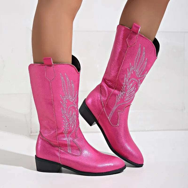Levoire | Bottes De Cowboy Lännen Avec Design Brodé Rosa