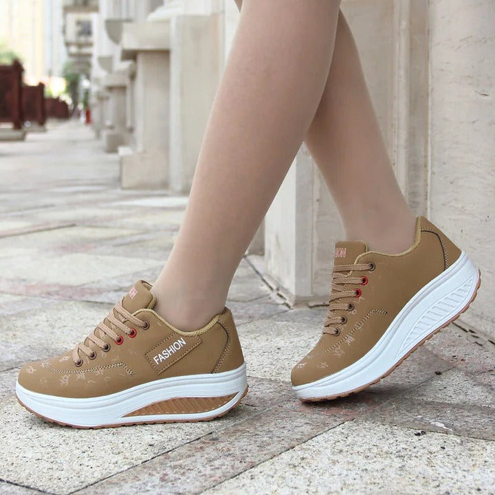 Levoire | Sneakers Tendance À Semelles Plates Avec Lacets Pour L'Automne Khaki