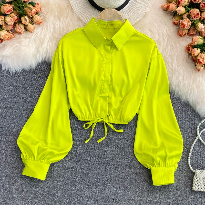 Levoire | courte en satin, manches longues bouffantes JAUNE Une taille